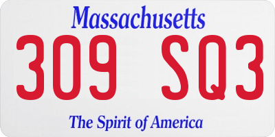 MA license plate 309SQ3
