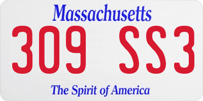 MA license plate 309SS3