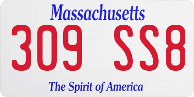 MA license plate 309SS8