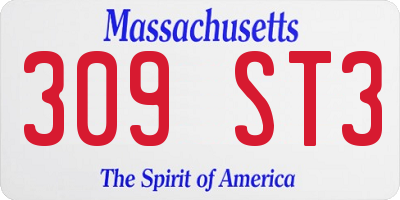 MA license plate 309ST3