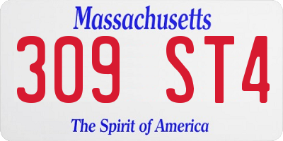 MA license plate 309ST4