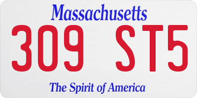 MA license plate 309ST5