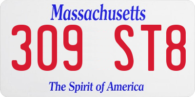 MA license plate 309ST8