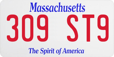 MA license plate 309ST9