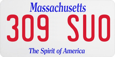 MA license plate 309SU0
