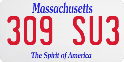 MA license plate 309SU3