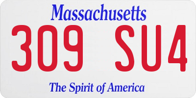 MA license plate 309SU4