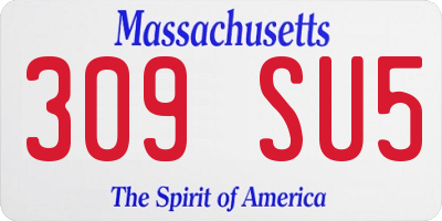 MA license plate 309SU5