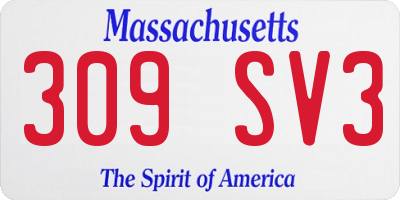 MA license plate 309SV3
