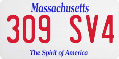 MA license plate 309SV4