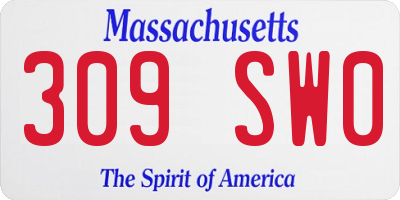 MA license plate 309SW0