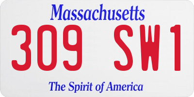 MA license plate 309SW1