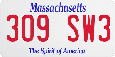 MA license plate 309SW3