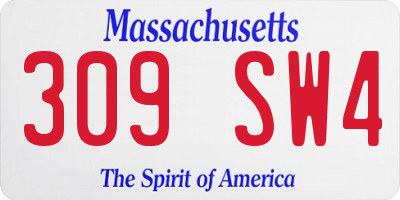 MA license plate 309SW4