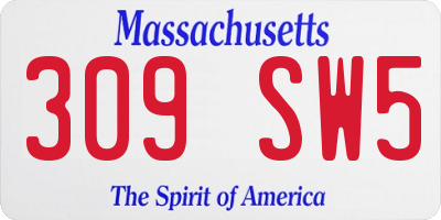 MA license plate 309SW5
