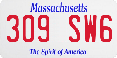 MA license plate 309SW6