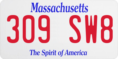 MA license plate 309SW8