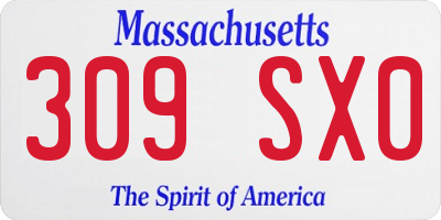 MA license plate 309SX0