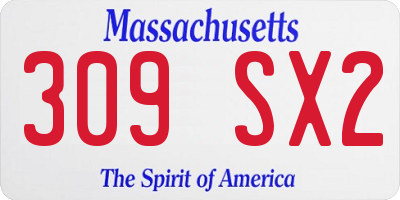 MA license plate 309SX2