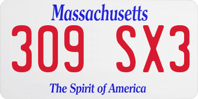 MA license plate 309SX3