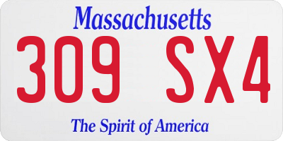 MA license plate 309SX4