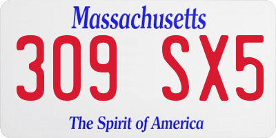 MA license plate 309SX5
