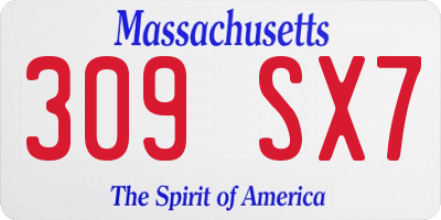 MA license plate 309SX7