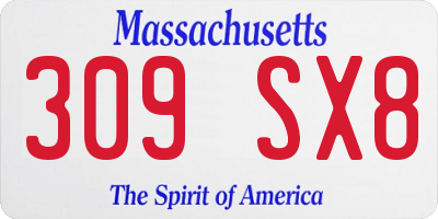 MA license plate 309SX8