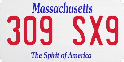 MA license plate 309SX9