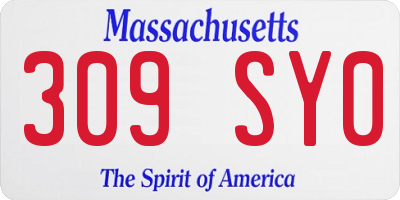 MA license plate 309SY0
