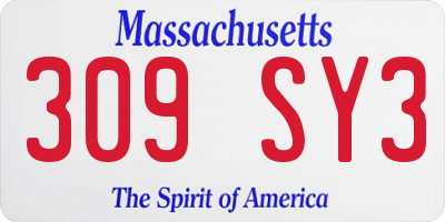 MA license plate 309SY3