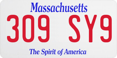 MA license plate 309SY9