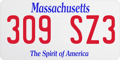 MA license plate 309SZ3