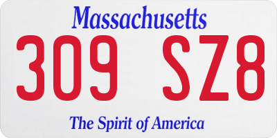 MA license plate 309SZ8