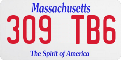 MA license plate 309TB6