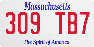 MA license plate 309TB7