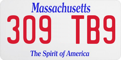 MA license plate 309TB9