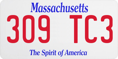 MA license plate 309TC3