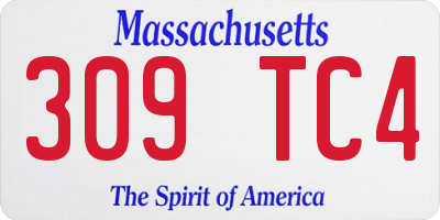 MA license plate 309TC4