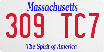 MA license plate 309TC7