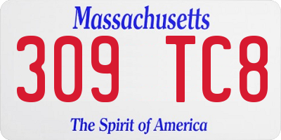 MA license plate 309TC8
