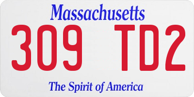 MA license plate 309TD2