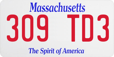 MA license plate 309TD3