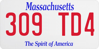 MA license plate 309TD4