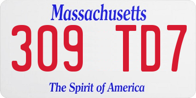 MA license plate 309TD7