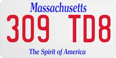 MA license plate 309TD8