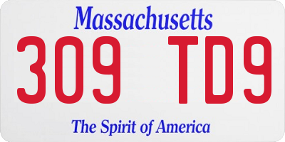 MA license plate 309TD9