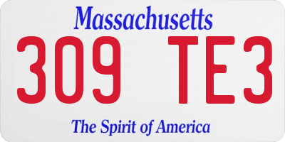 MA license plate 309TE3