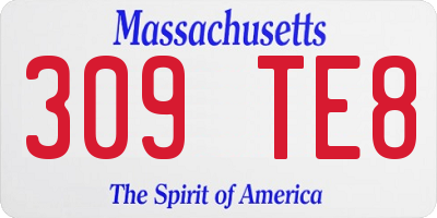 MA license plate 309TE8