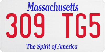 MA license plate 309TG5